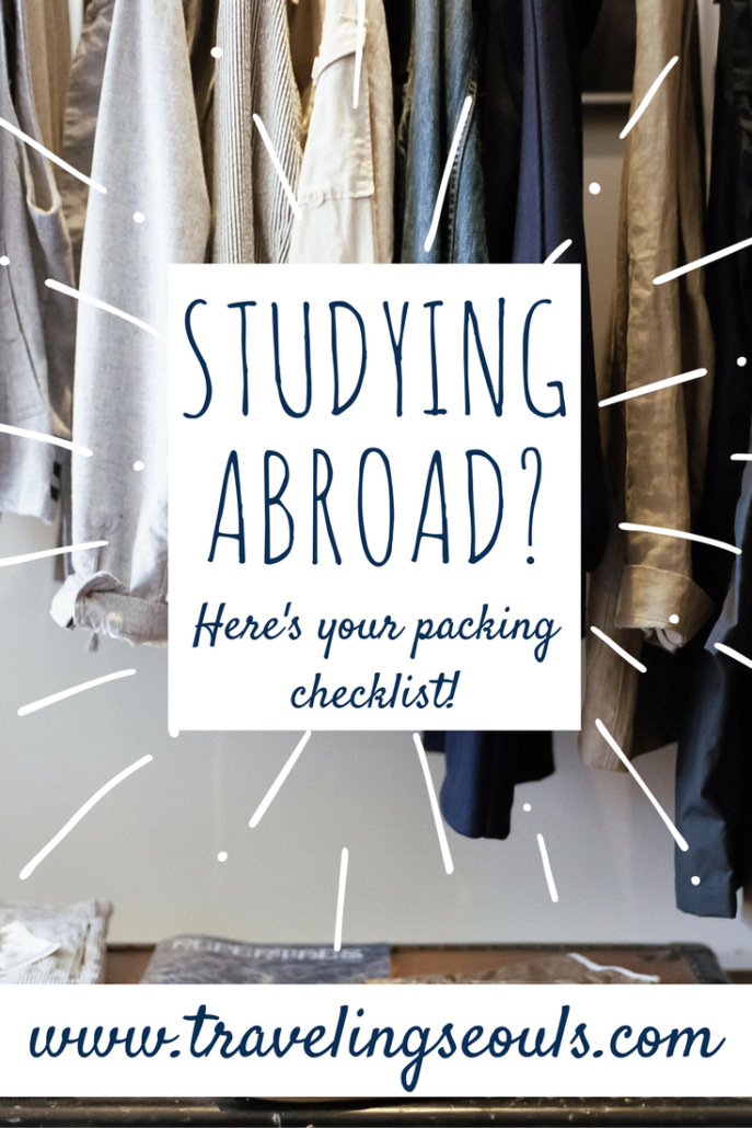 Study Abroad Packing Checklist Pinterest Graphic semester college students travel tips